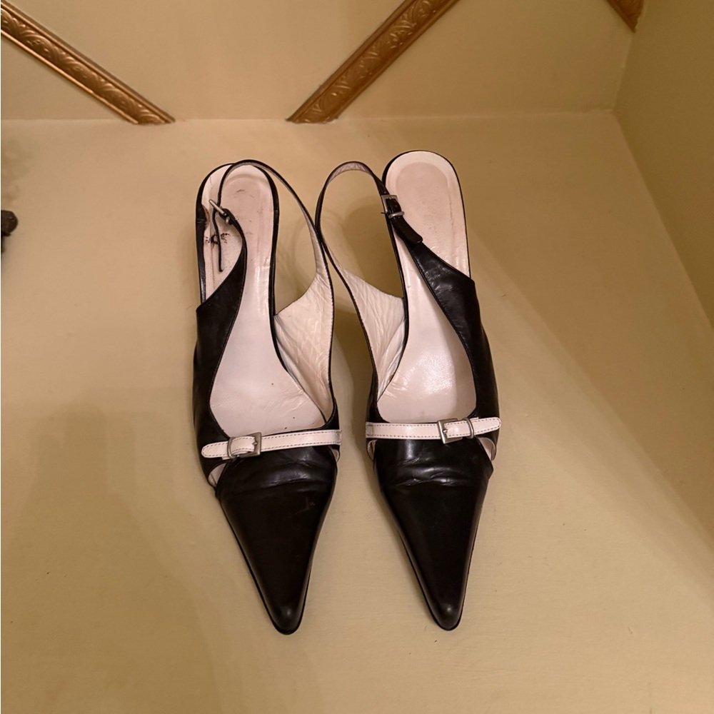 Vero Cuoio Black and White Slingback Heels